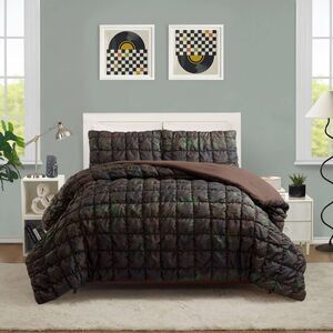 Makers Collective - Seek Full/Queen Puffer Square Comforter Brown